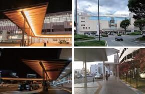 左）岡山駅（岡山県）　右）甲府駅（山梨県）