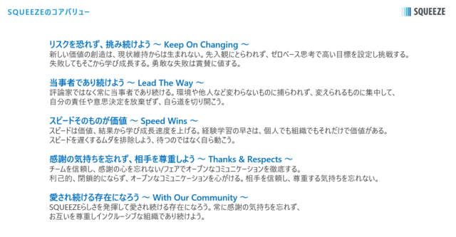 当社のコアバリュー5つです！