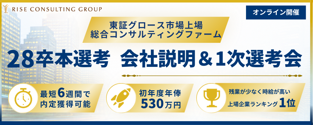 【28新卒】ビジネスコンサルタント | 株式会社ライズ・コンサルティング・グループ