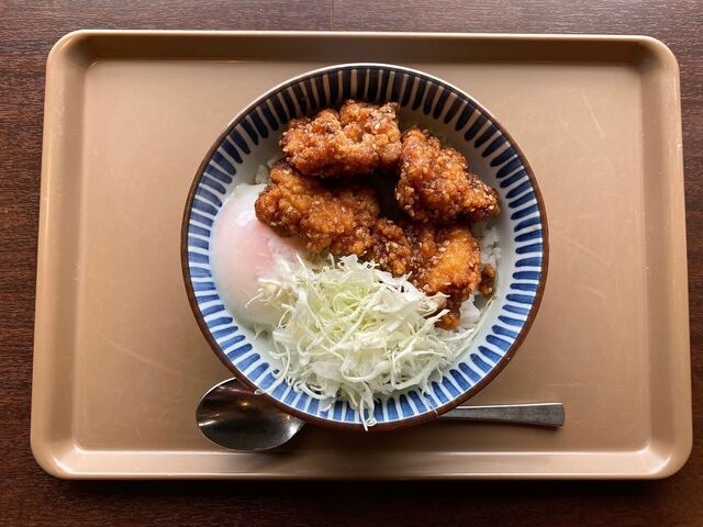 からあげ丼です。ガッツリ系のメニューもあります！